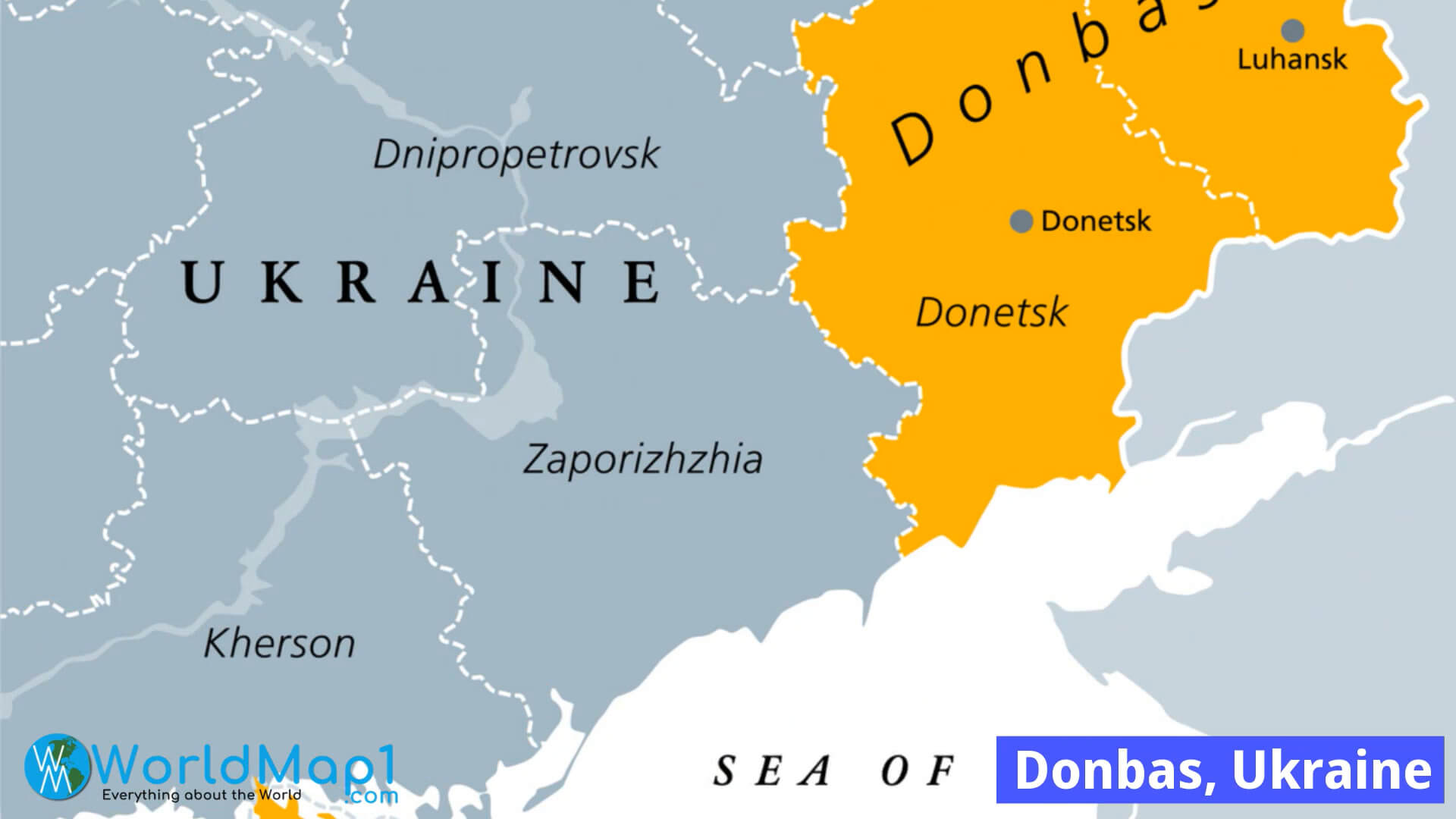 Donetsk and Luhansk Map in Donbas